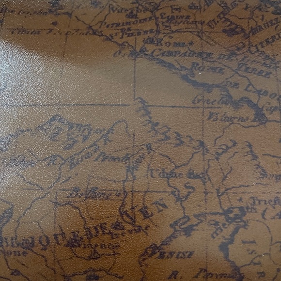 Patricia Nash Brown Map Print Leather Clutch 10 X 6 - Picture 5 of 14